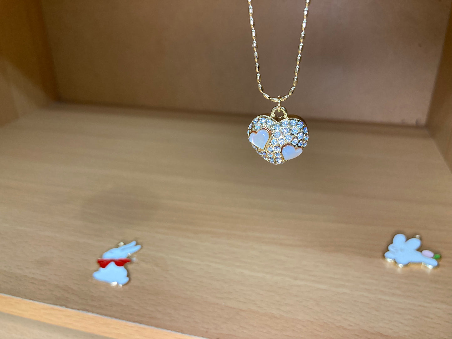 Tiny Treasures Seoul - Mini Pastel Heart Pendant Necklace (Gold) Detail View