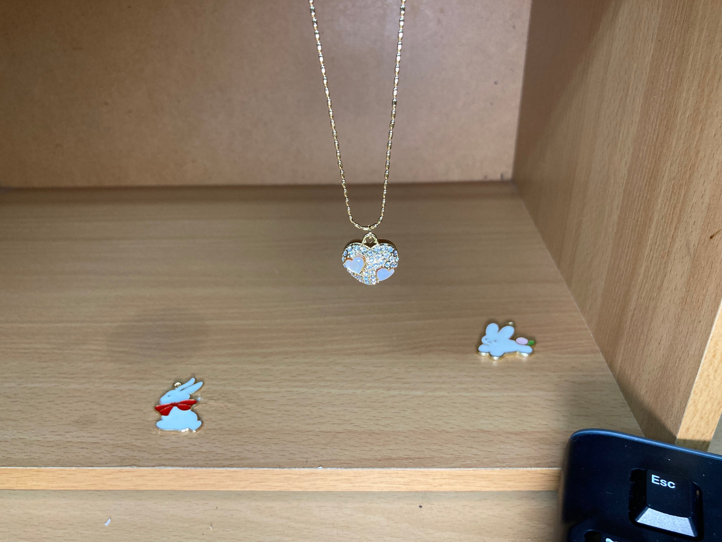 Tiny Treasures Seoul - Mini Pastel Heart Pendant Necklace (Gold) Size View