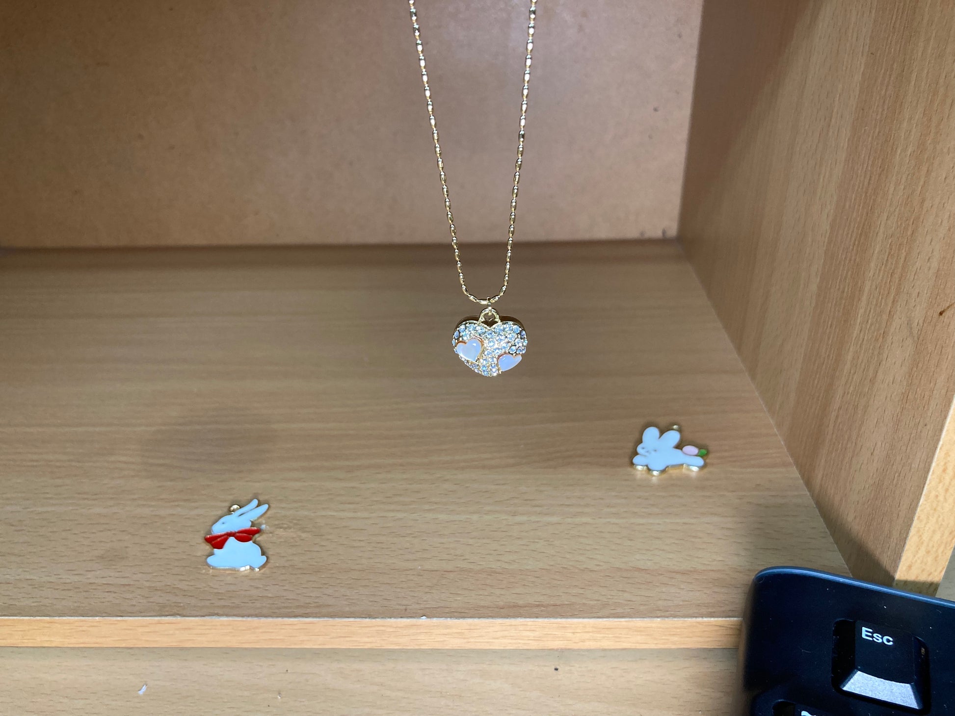 Tiny Treasures Seoul - Mini Pastel Heart Pendant Necklace (Gold) Size View