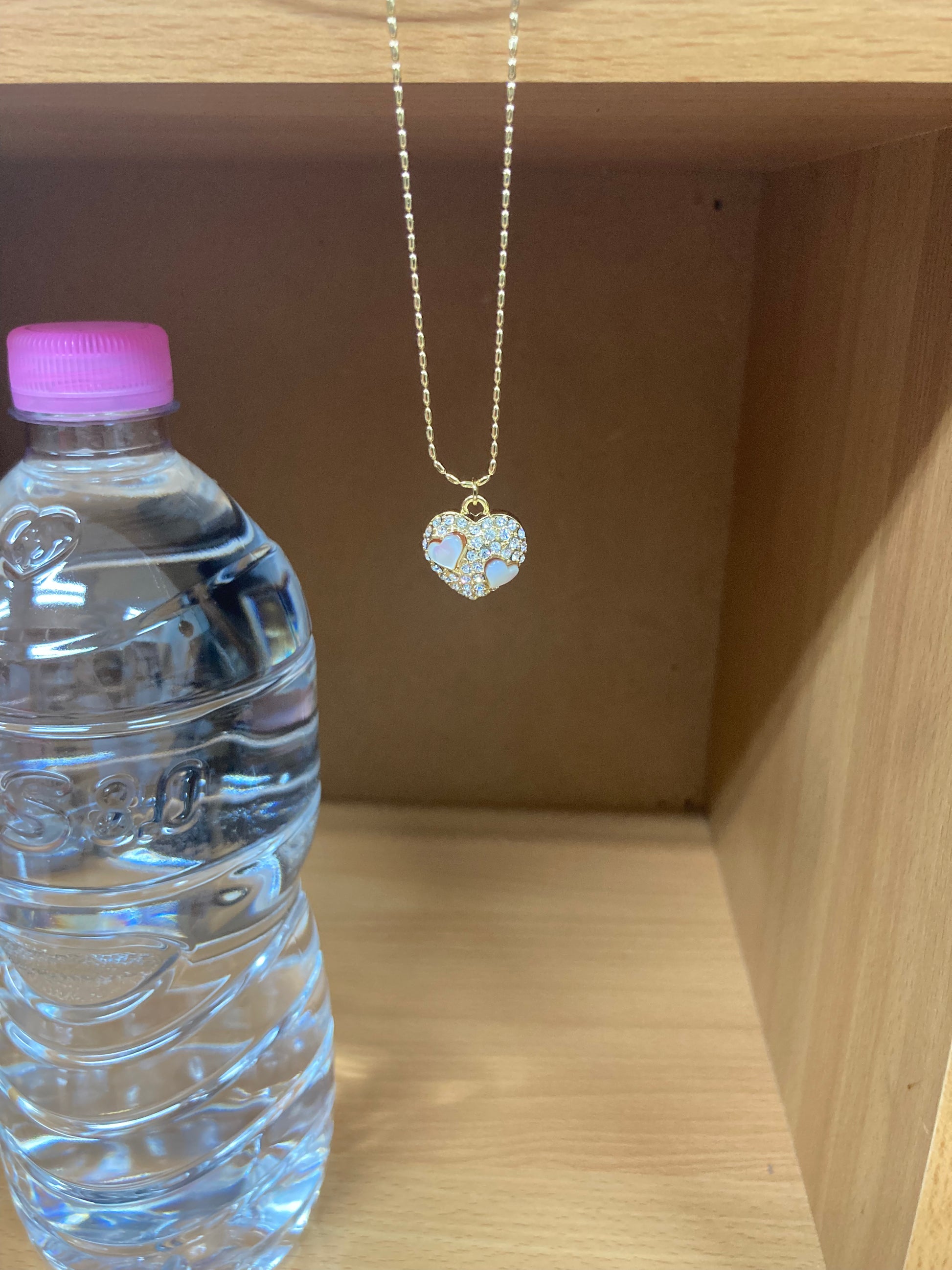 Tiny Treasures Seoul - Mini Pastel Heart Pendant Necklace (Gold) Chain View