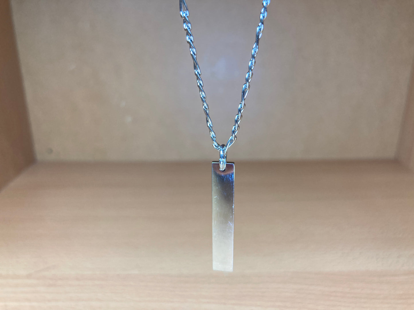 Tiny Treasures Seoul - Minimal Bar Pendant Necklace (Surgical Steel) Close up View