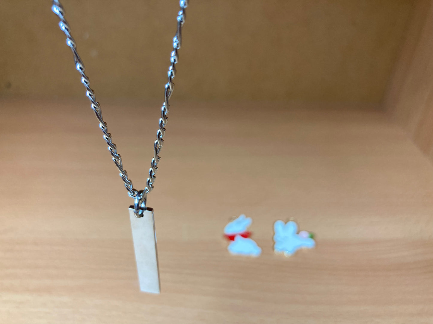 Tiny Treasures Seoul - Minimal Bar Pendant Necklace (Surgical Steel) Close up View 3