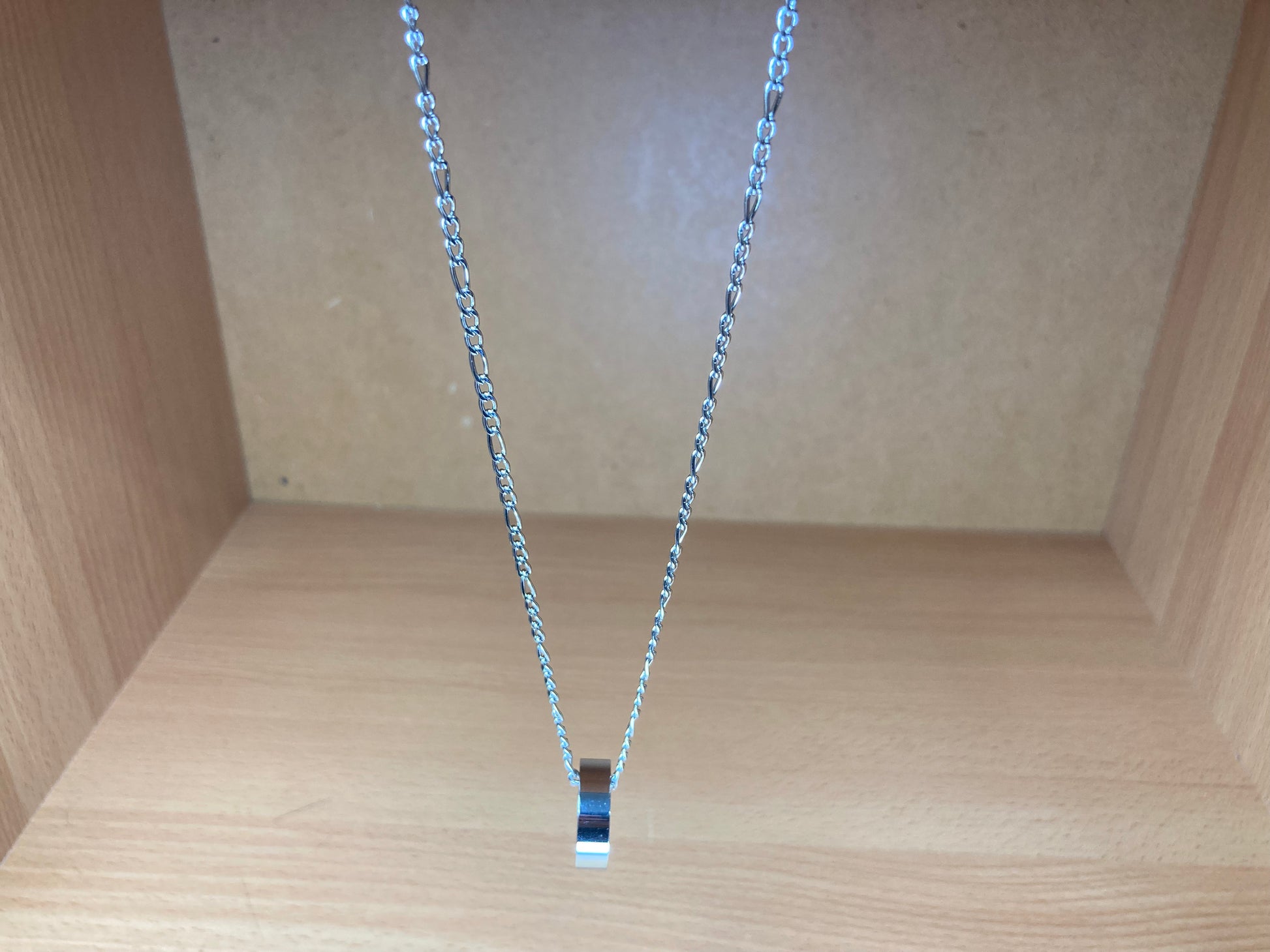 Tiny Treasures Seoul - Minimal Ring Pendant Figaro Chain Necklace (Surgical Steel) Front View