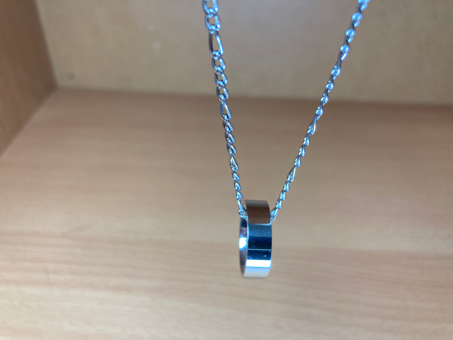 Tiny Treasures Seoul - Minimal Ring Pendant Figaro Chain Necklace (Surgical Steel) Front View 2