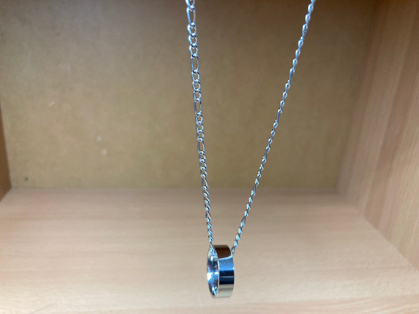 Tiny Treasures Seoul - Minimal Ring Pendant Figaro Chain Necklace (Surgical Steel) Front View 5