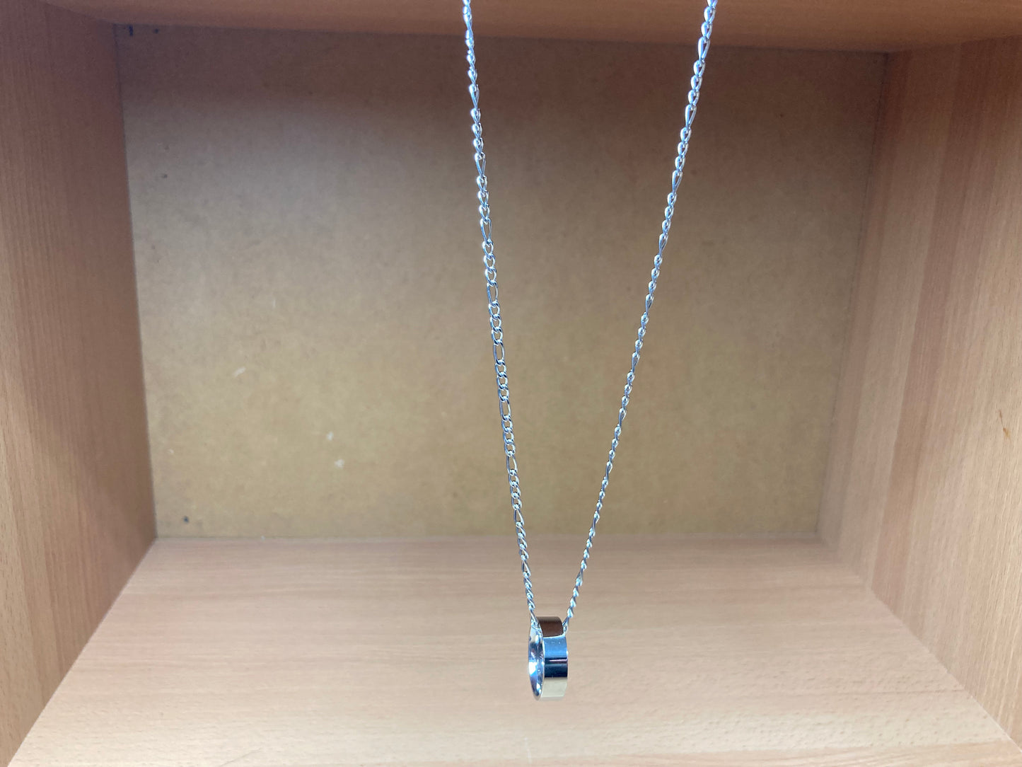 Tiny Treasures Seoul - Minimal Ring Pendant Figaro Chain Necklace (Surgical Steel) Front View 7