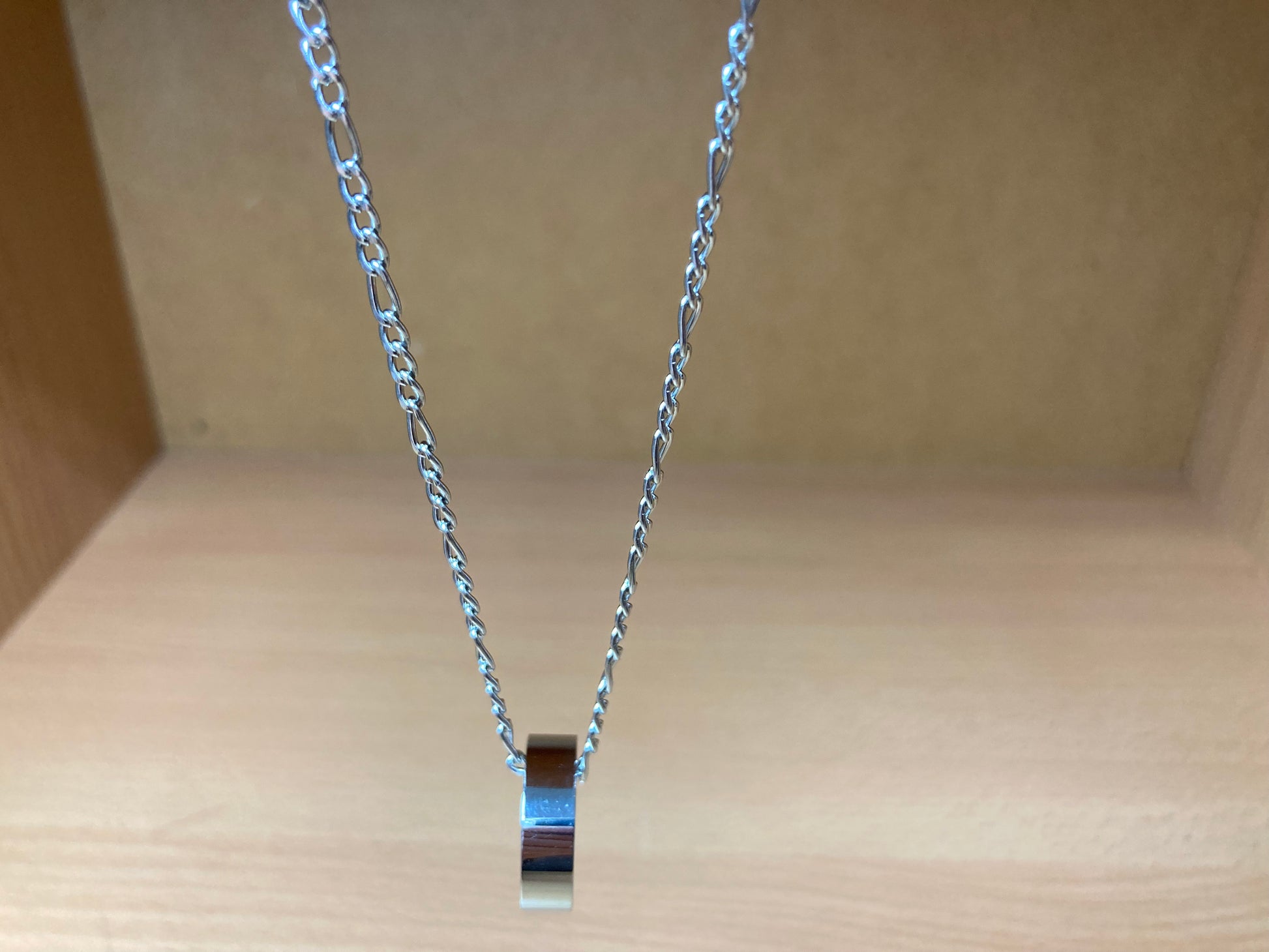 Tiny Treasures Seoul - Minimal Ring Pendant Figaro Chain Necklace (Surgical Steel) Front View 8