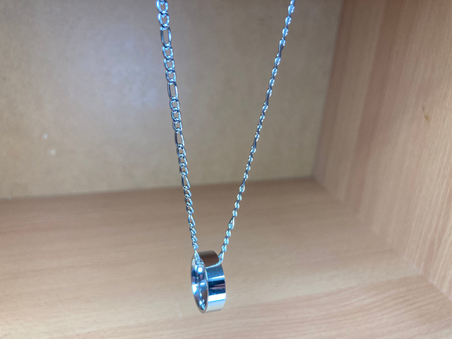 Tiny Treasures Seoul - Minimal Ring Pendant Figaro Chain Necklace (Surgical Steel) Front View 9