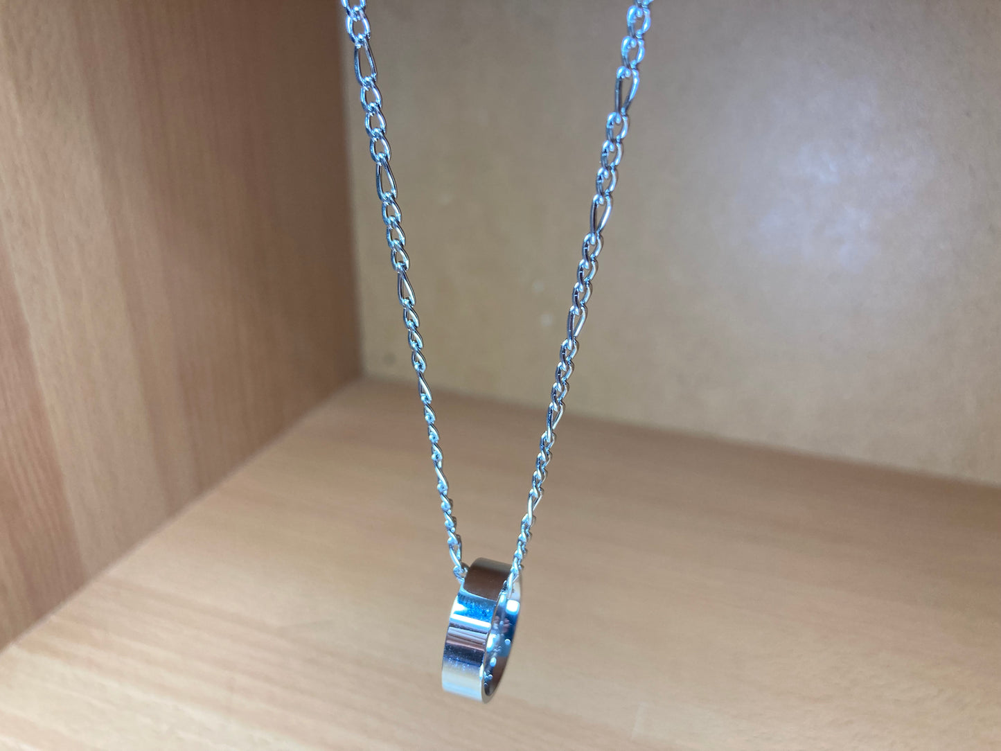 Tiny Treasures Seoul - Minimal Ring Pendant Figaro Chain Necklace (Surgical Steel) Top View
