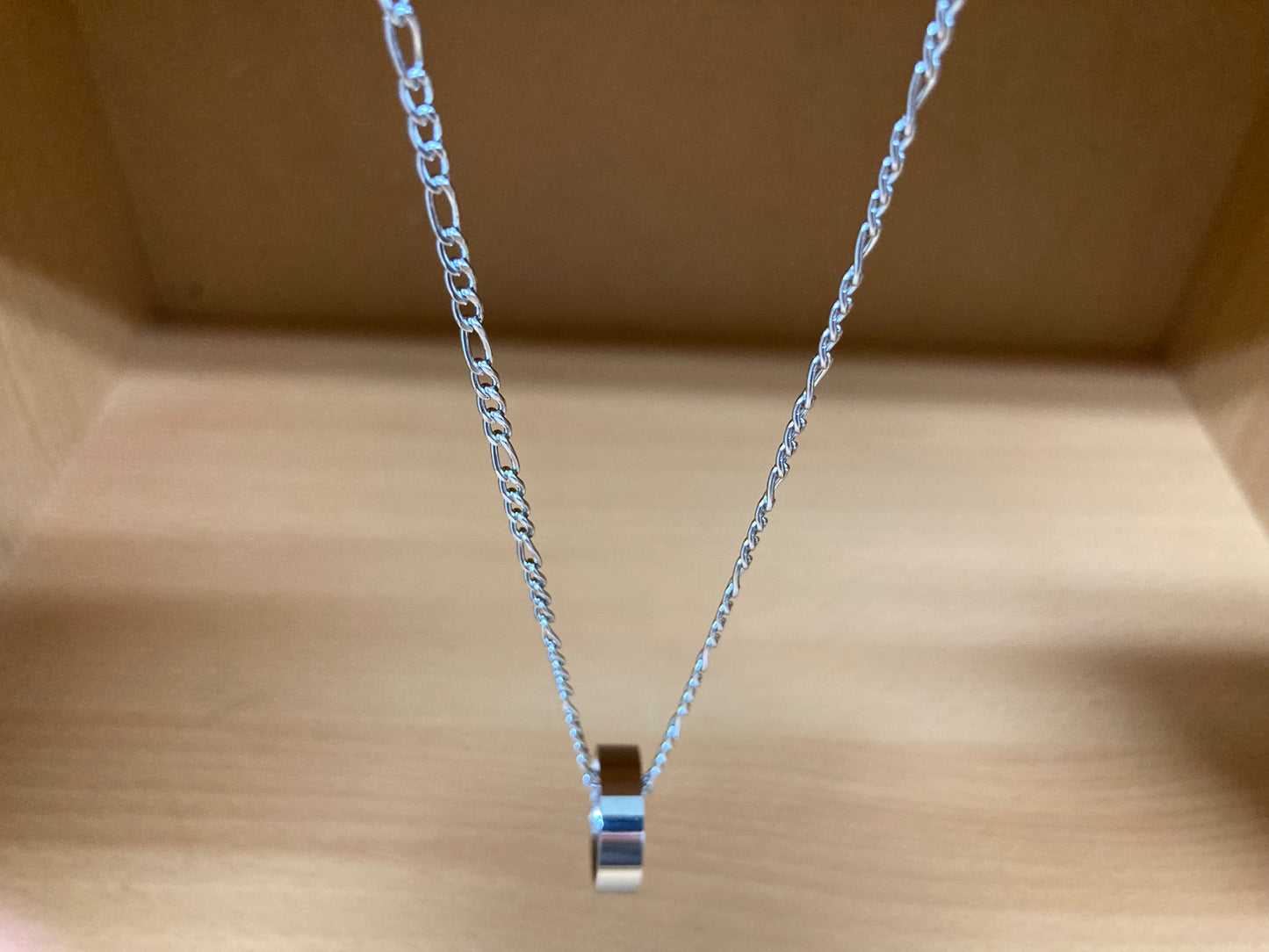 Tiny Treasures Seoul - Minimal Ring Pendant Figaro Chain Necklace (Surgical Steel) Top View 2
