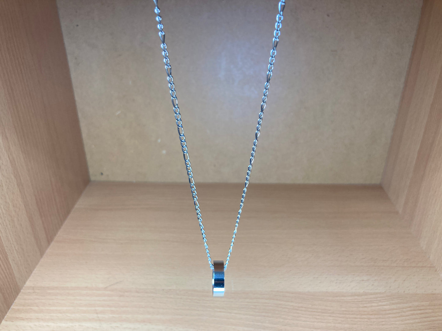 Tiny Treasures Seoul - Minimal Ring Pendant Figaro Chain Necklace (Surgical Steel) Top View 3