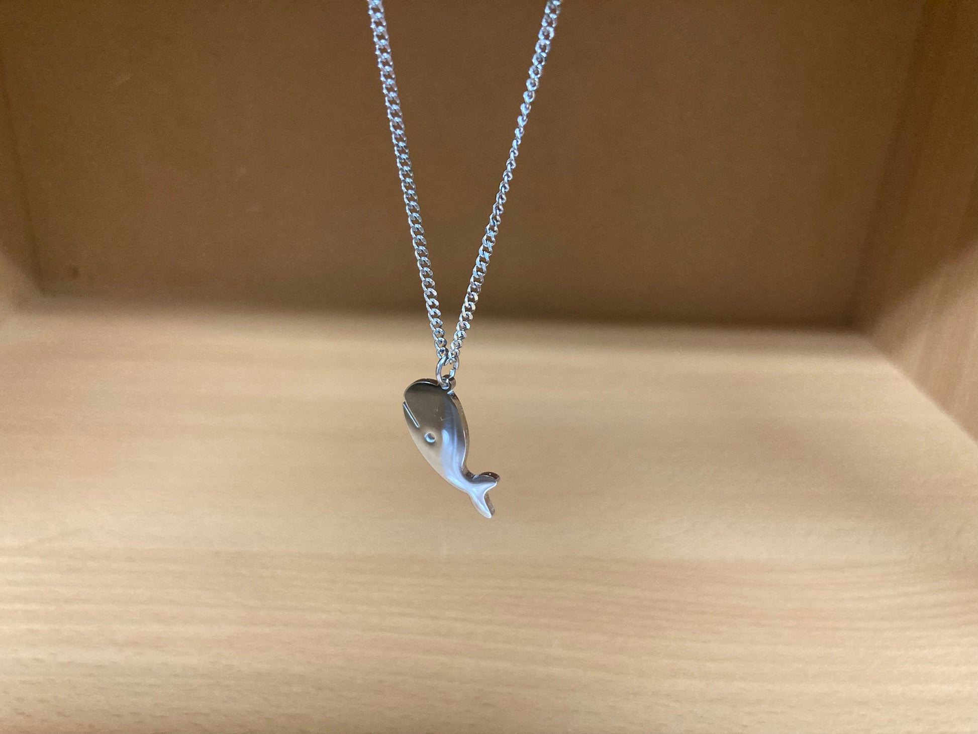 Tiny Treasures Seoul - Minimal Whale Surgical Steel Necklace Close up View 7