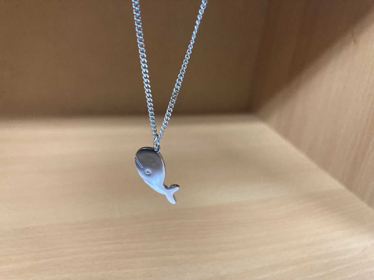 Tiny Treasures Seoul - Minimal Whale Surgical Steel Necklace Close up View 8