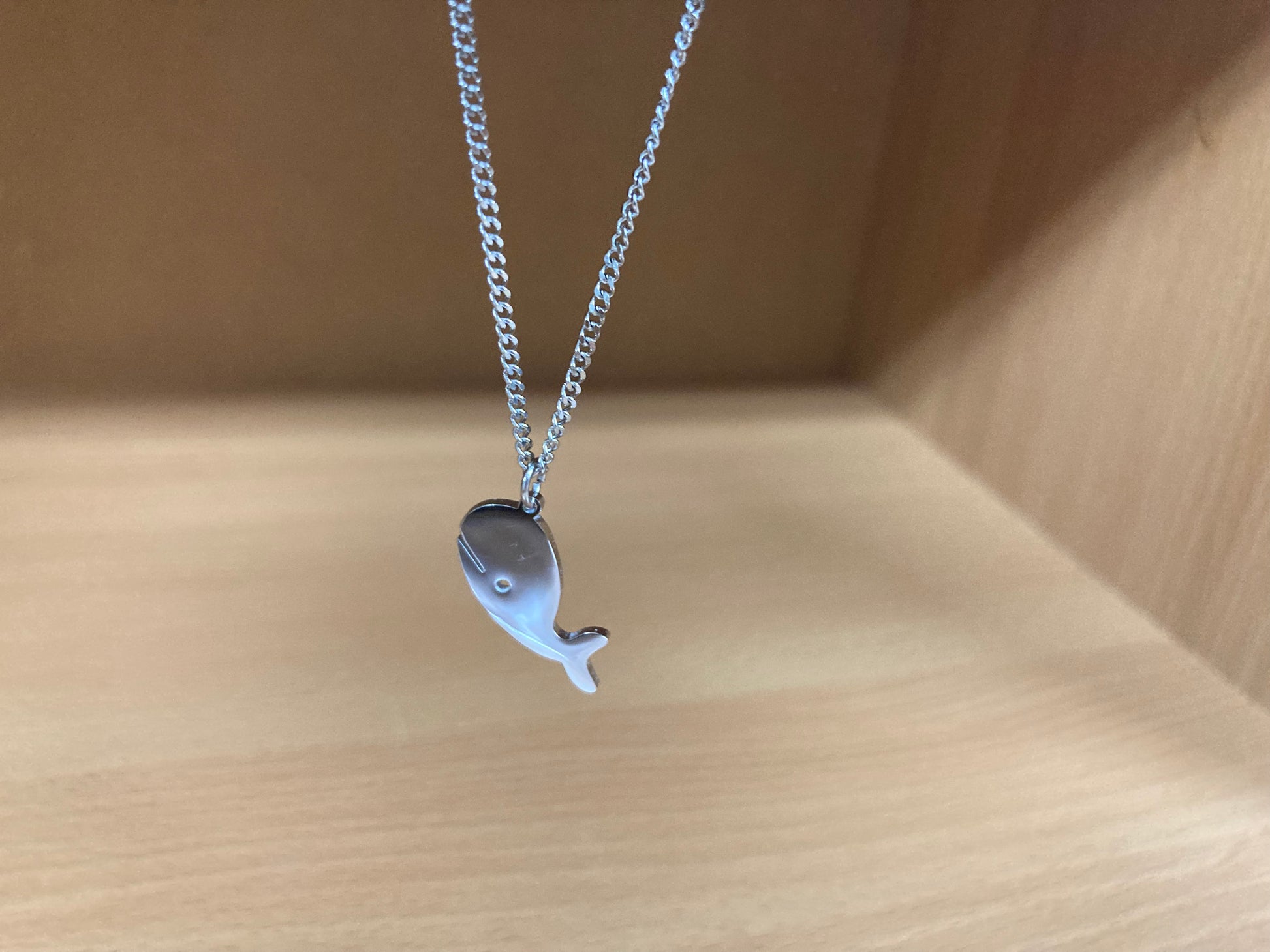 Tiny Treasures Seoul - Minimal Whale Surgical Steel Necklace Close up View 8