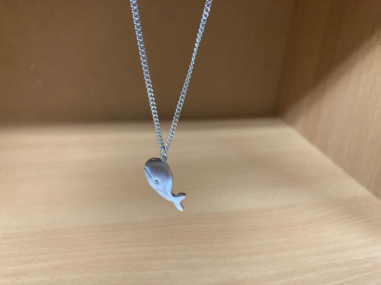 Tiny Treasures Seoul - Minimal Whale Surgical Steel Necklace Close up View 9