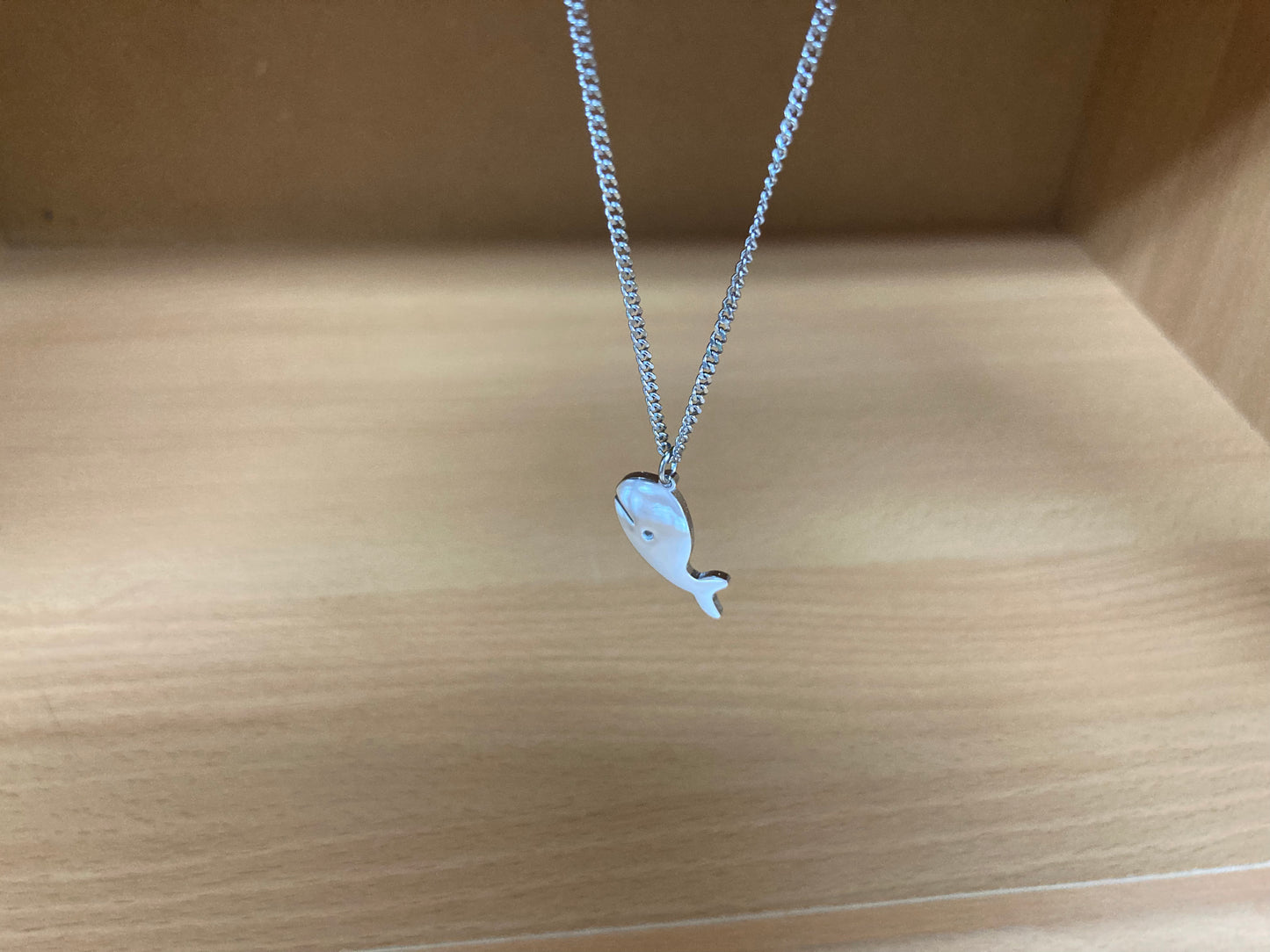 Tiny Treasures Seoul - Minimal Whale Surgical Steel Necklace Front View 2
