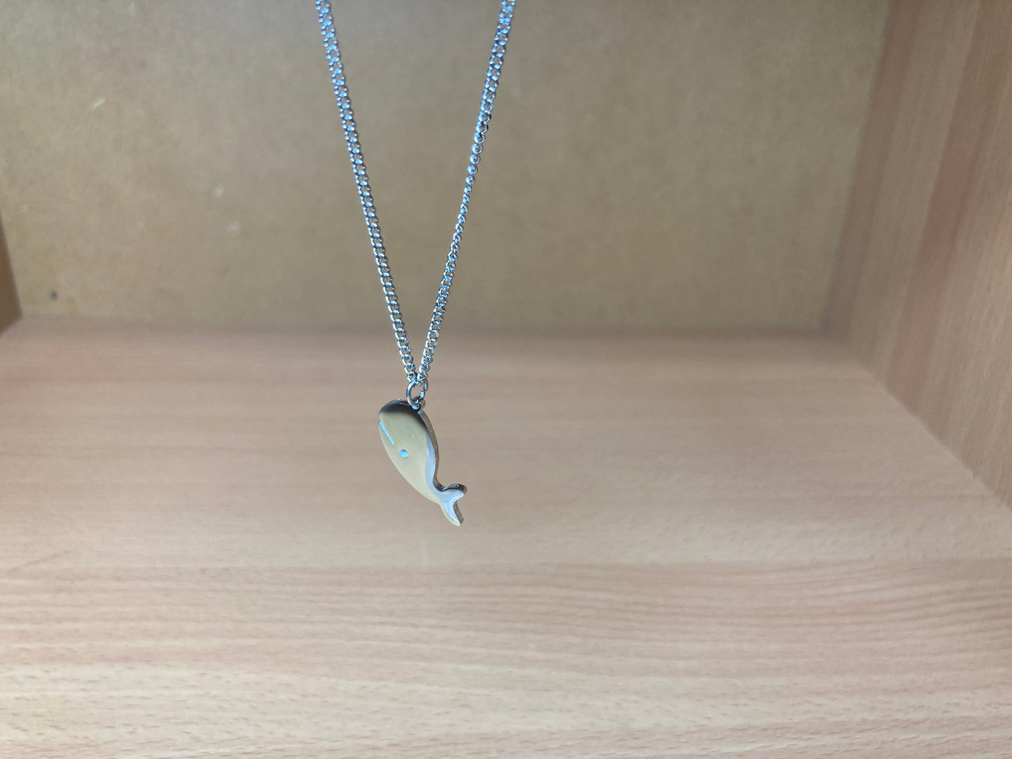 Tiny Treasures Seoul - Minimal Whale Surgical Steel Necklace Close up View