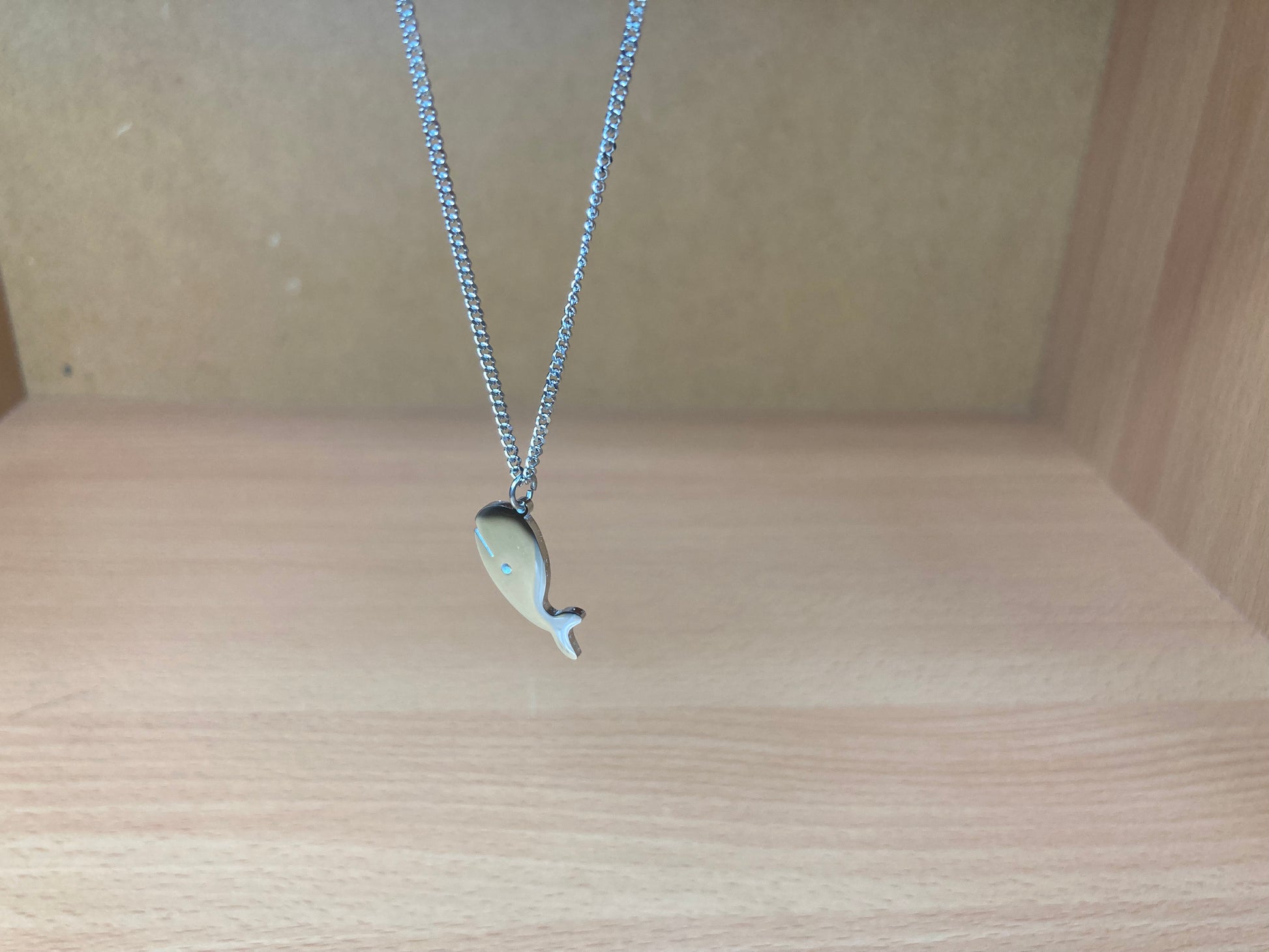 Tiny Treasures Seoul - Minimal Whale Surgical Steel Necklace Close up View