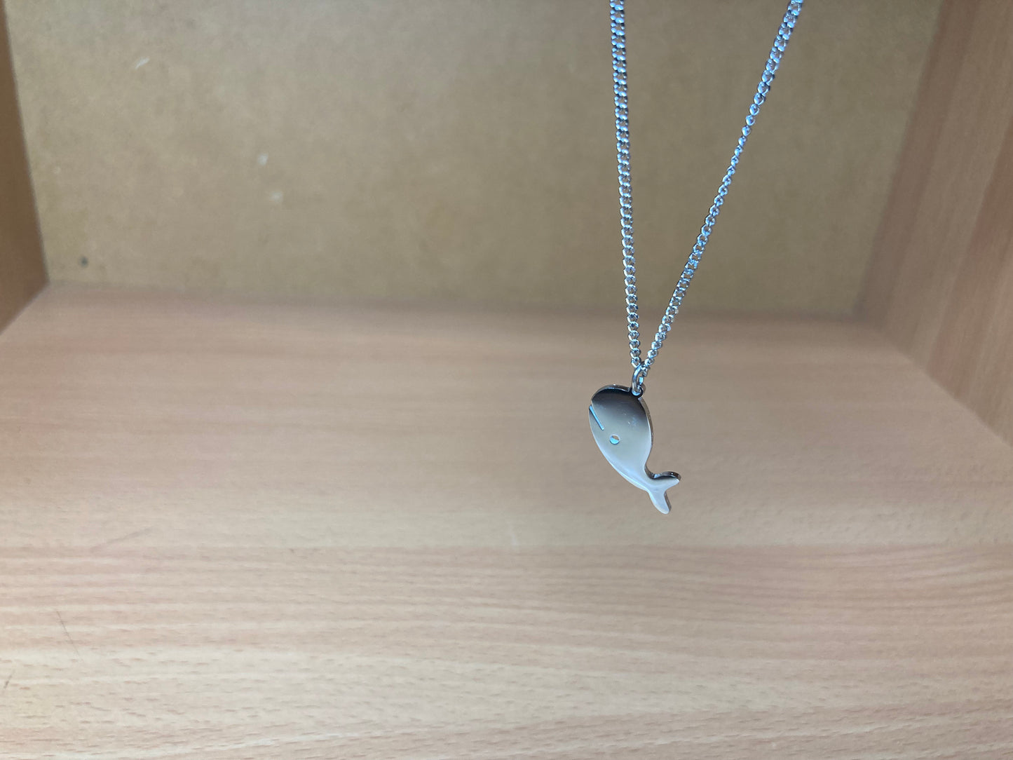 Tiny Treasures Seoul - Minimal Whale Surgical Steel Necklace Close up View 2