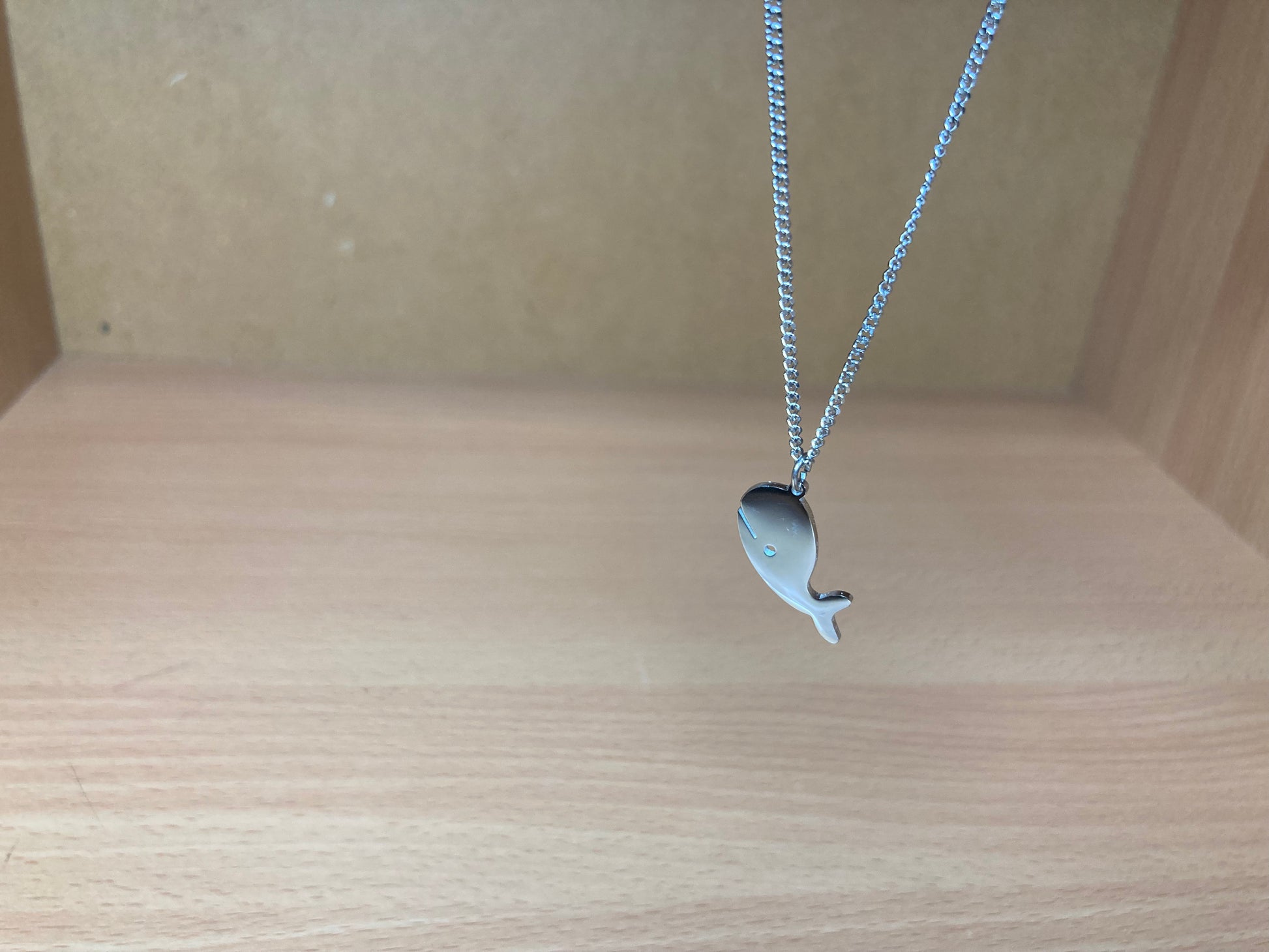 Tiny Treasures Seoul - Minimal Whale Surgical Steel Necklace Close up View 2