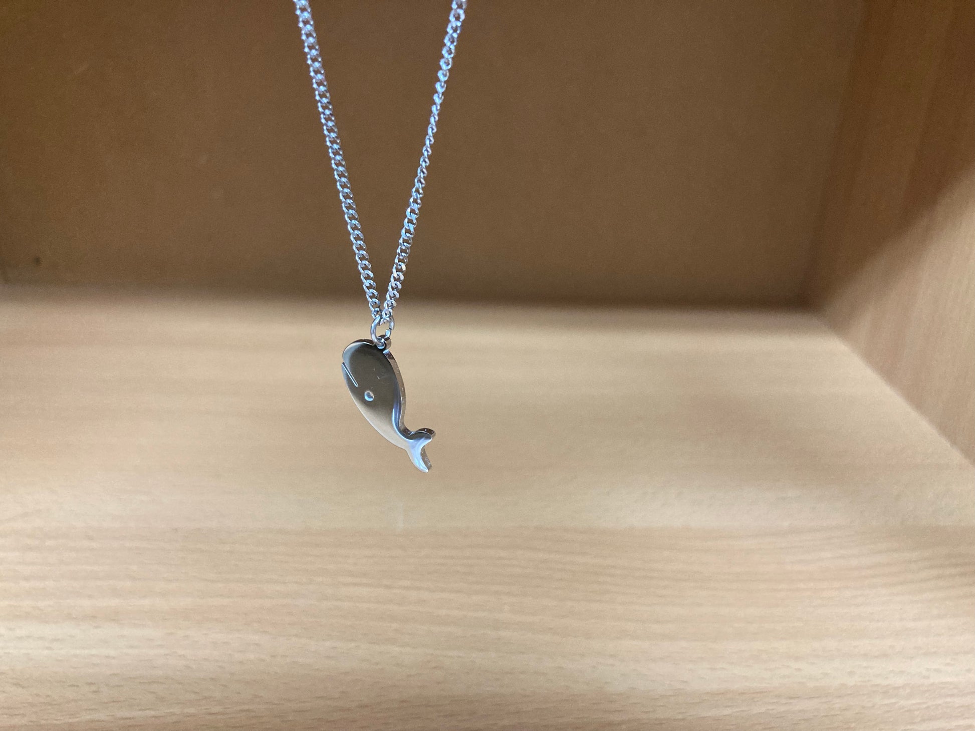 Tiny Treasures Seoul - Minimal Whale Surgical Steel Necklace Close up View 6