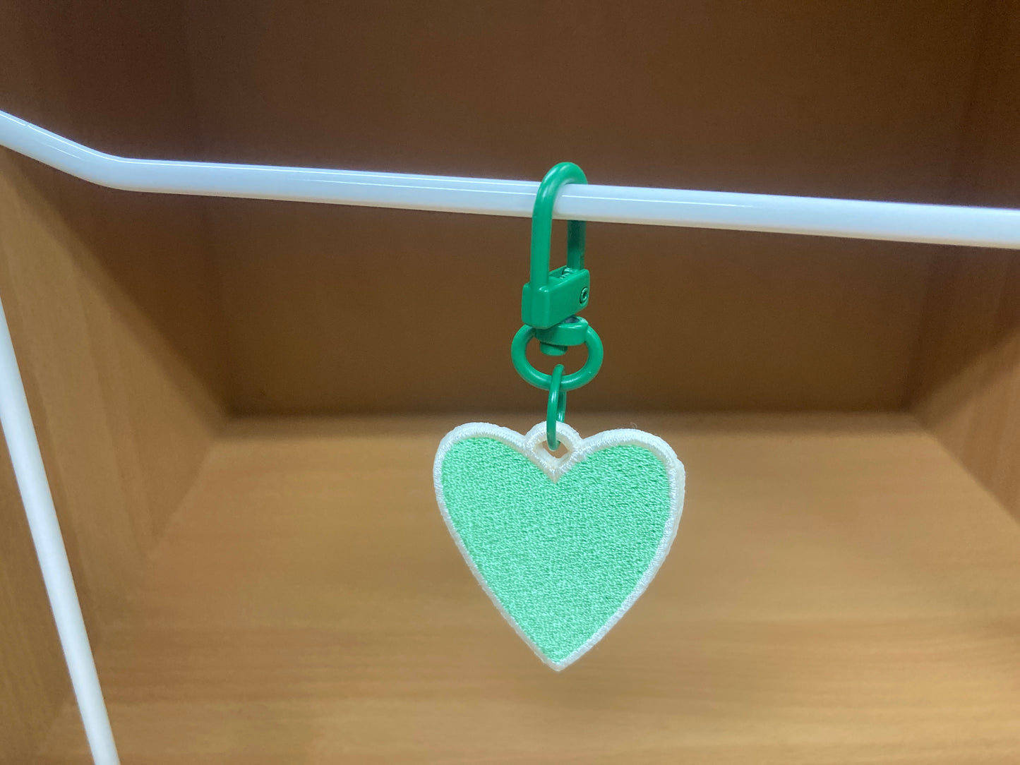 Tiny Treasures Seoul - Mint Green Embroidered Heart Bag Charm 10