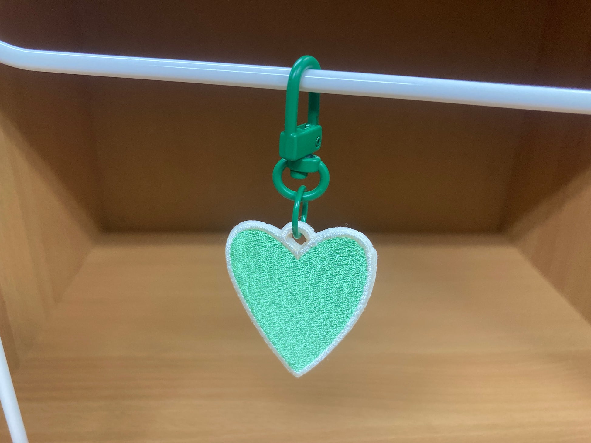 Tiny Treasures Seoul - Mint Green Embroidered Heart Bag Charm 2