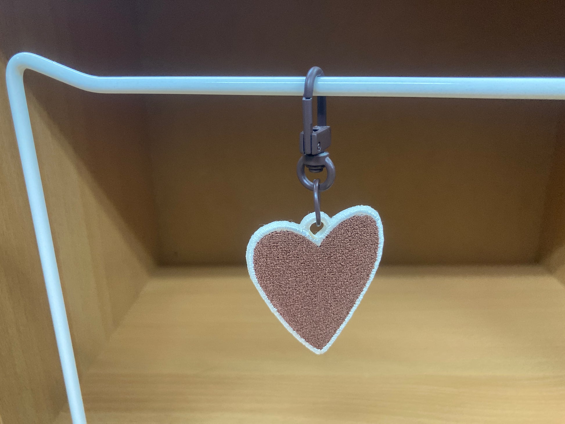 Tiny Treasures Seoul - Mocha Brown Embroidered Heart Bag Charm 2