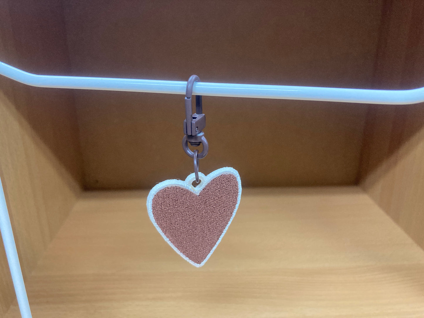 Tiny Treasures Seoul - Mocha Brown Embroidered Heart Bag Charm 5