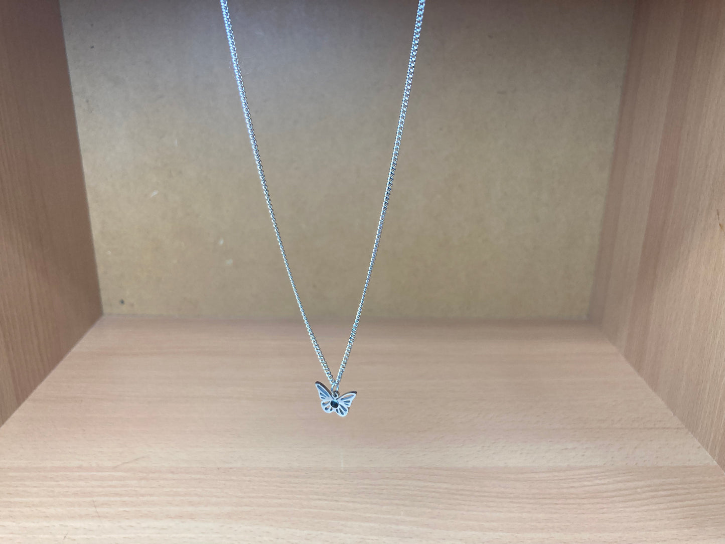 Tiny Treasures Seoul - Open Butterfly Surgical Steel Necklace Front View 3