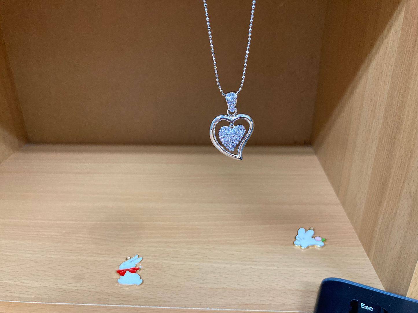 Open Heart Violet Pavé Pendant Necklace (Silver) Stone View