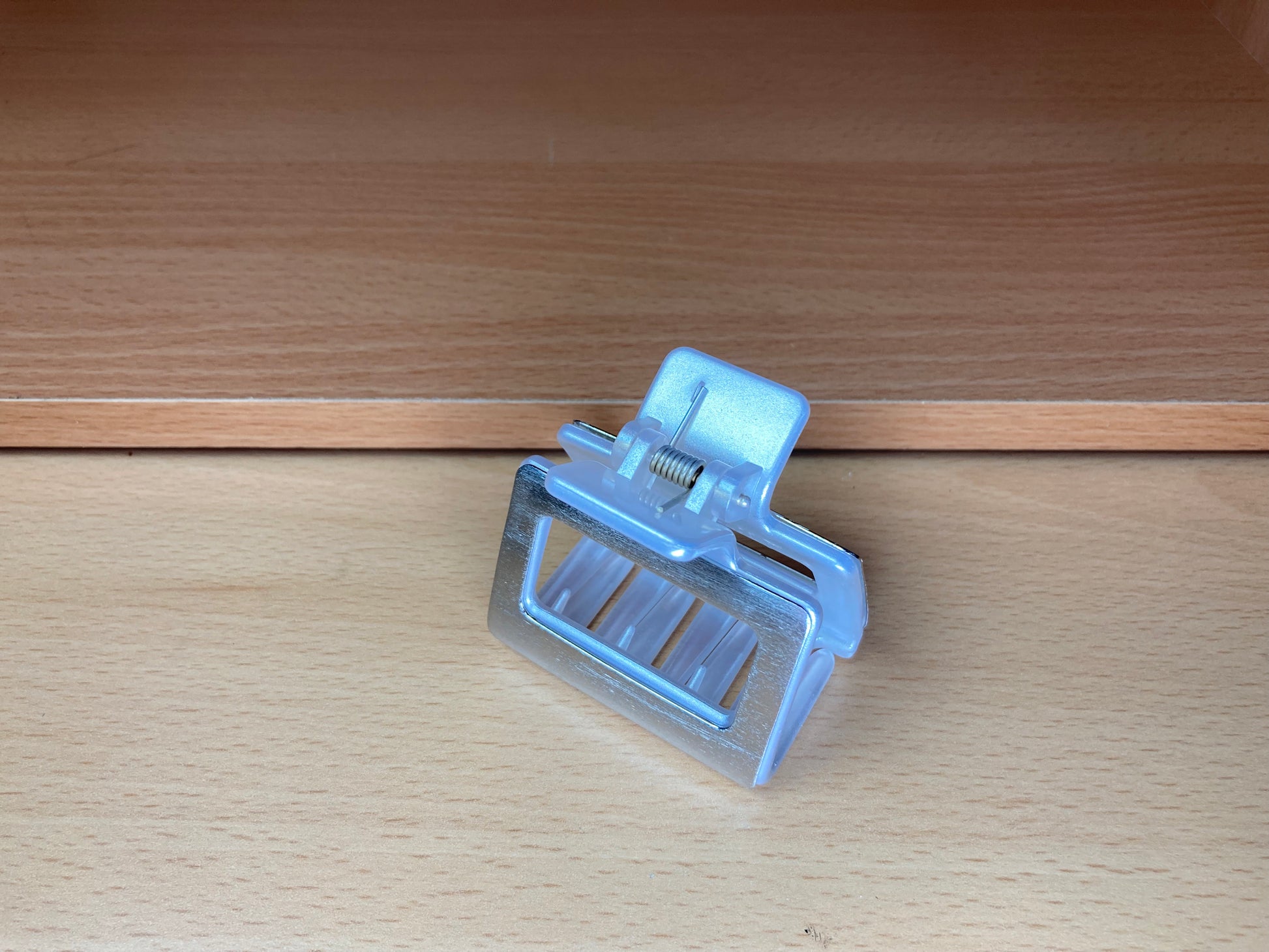 Tiny Treasures Seoul - Open Square Hair Claw Clip (Silver) Top View
