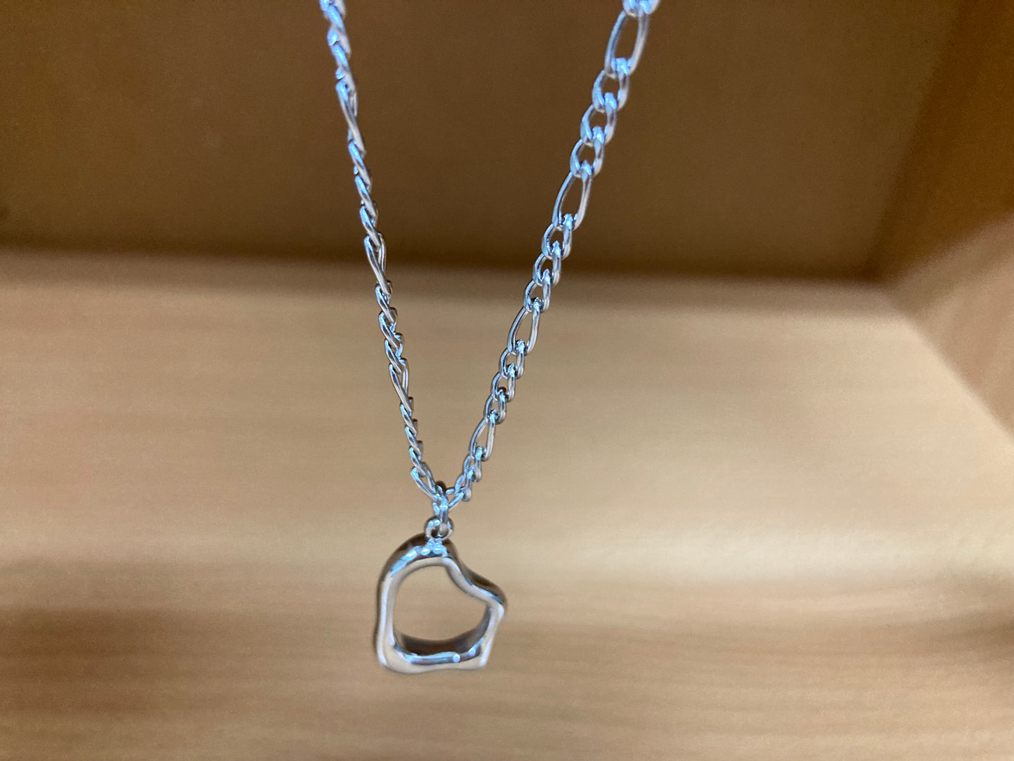 Tiny Treasures Seoul - Surgical Steel Organic Loop Pendant Figaro Chain Necklace