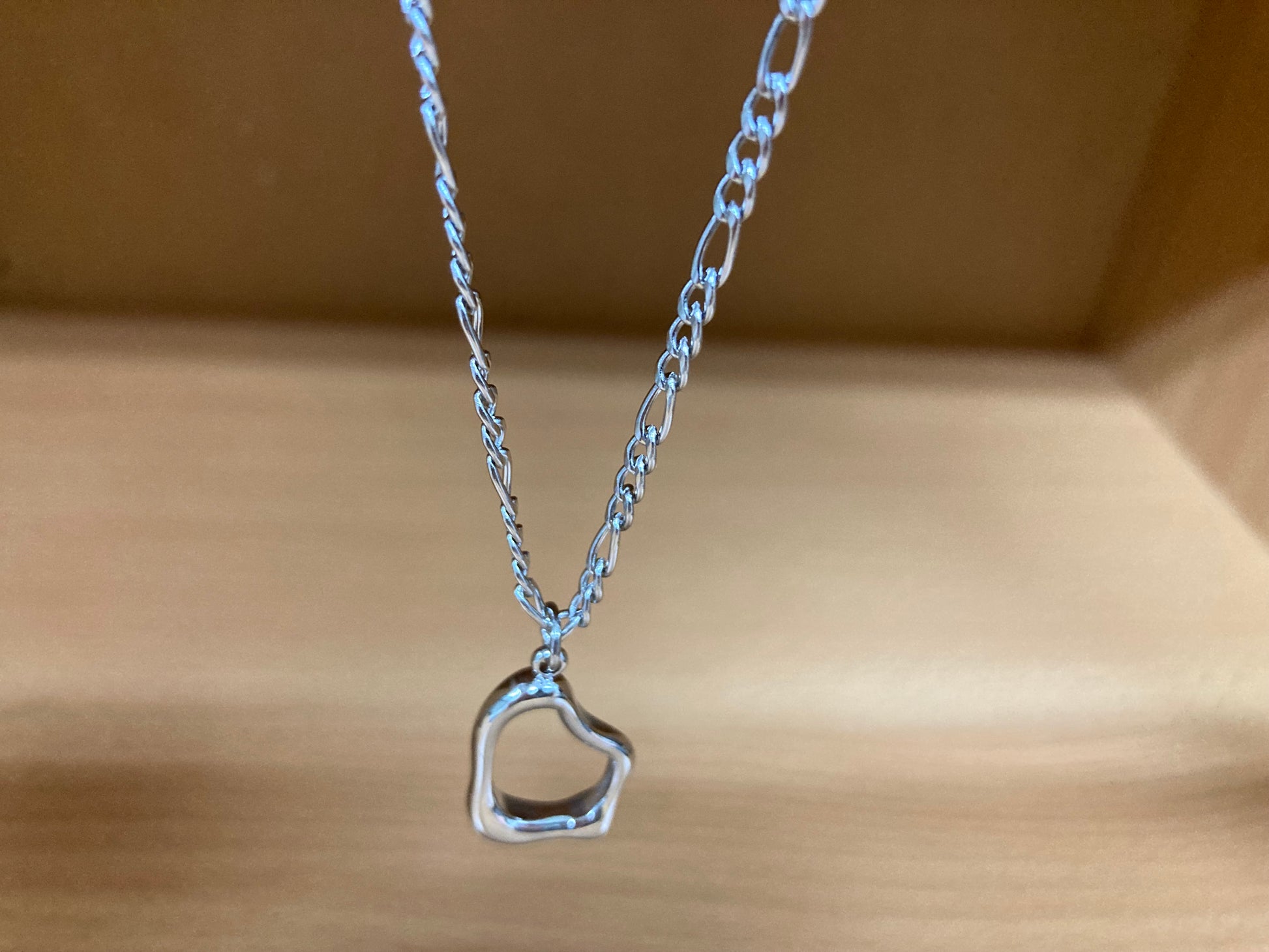 Tiny Treasures Seoul - Surgical Steel Organic Loop Pendant Figaro Chain Necklace