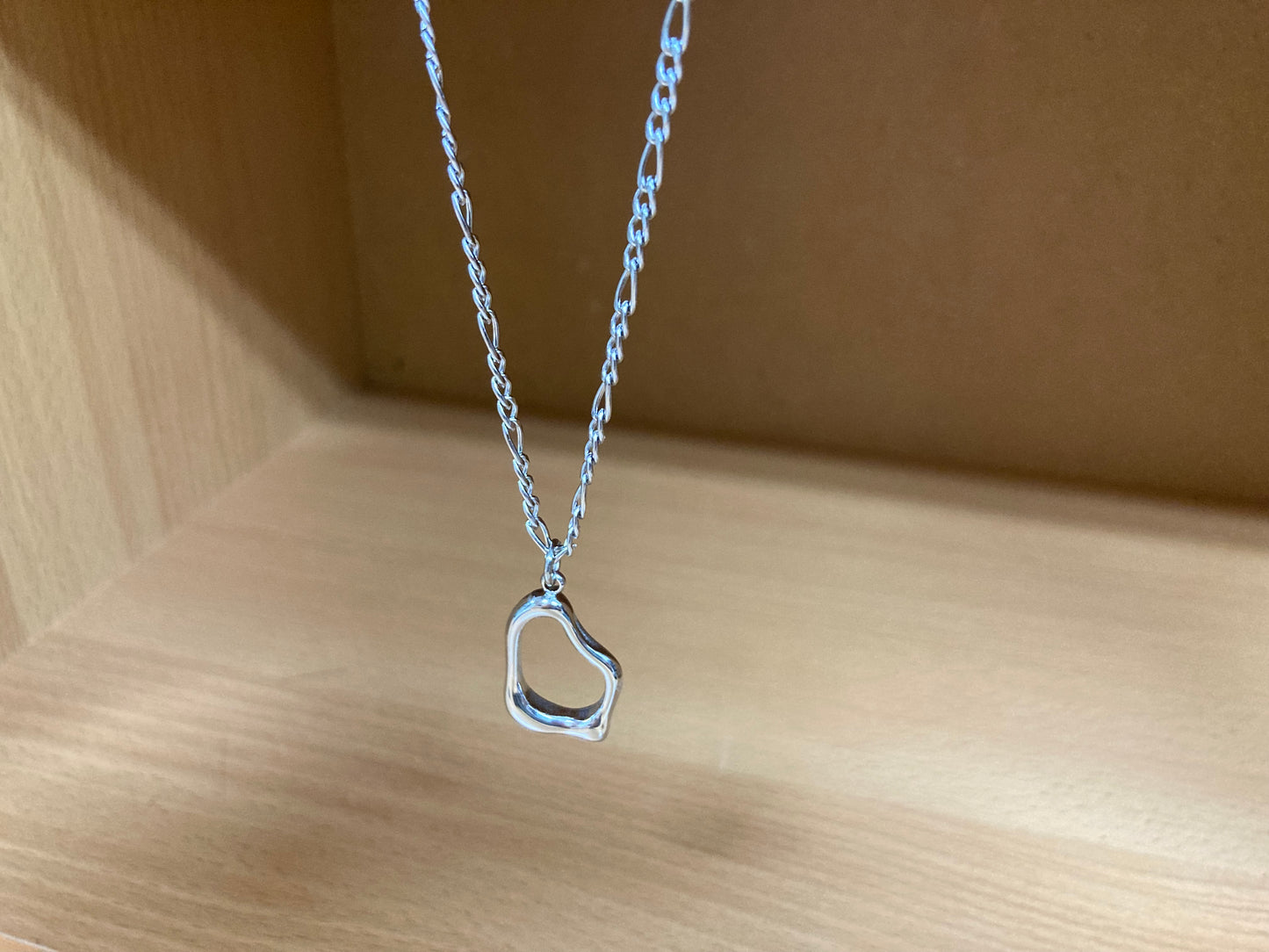Tiny Treasures Seoul - Surgical Steel Organic Loop Pendant Figaro Chain Necklace