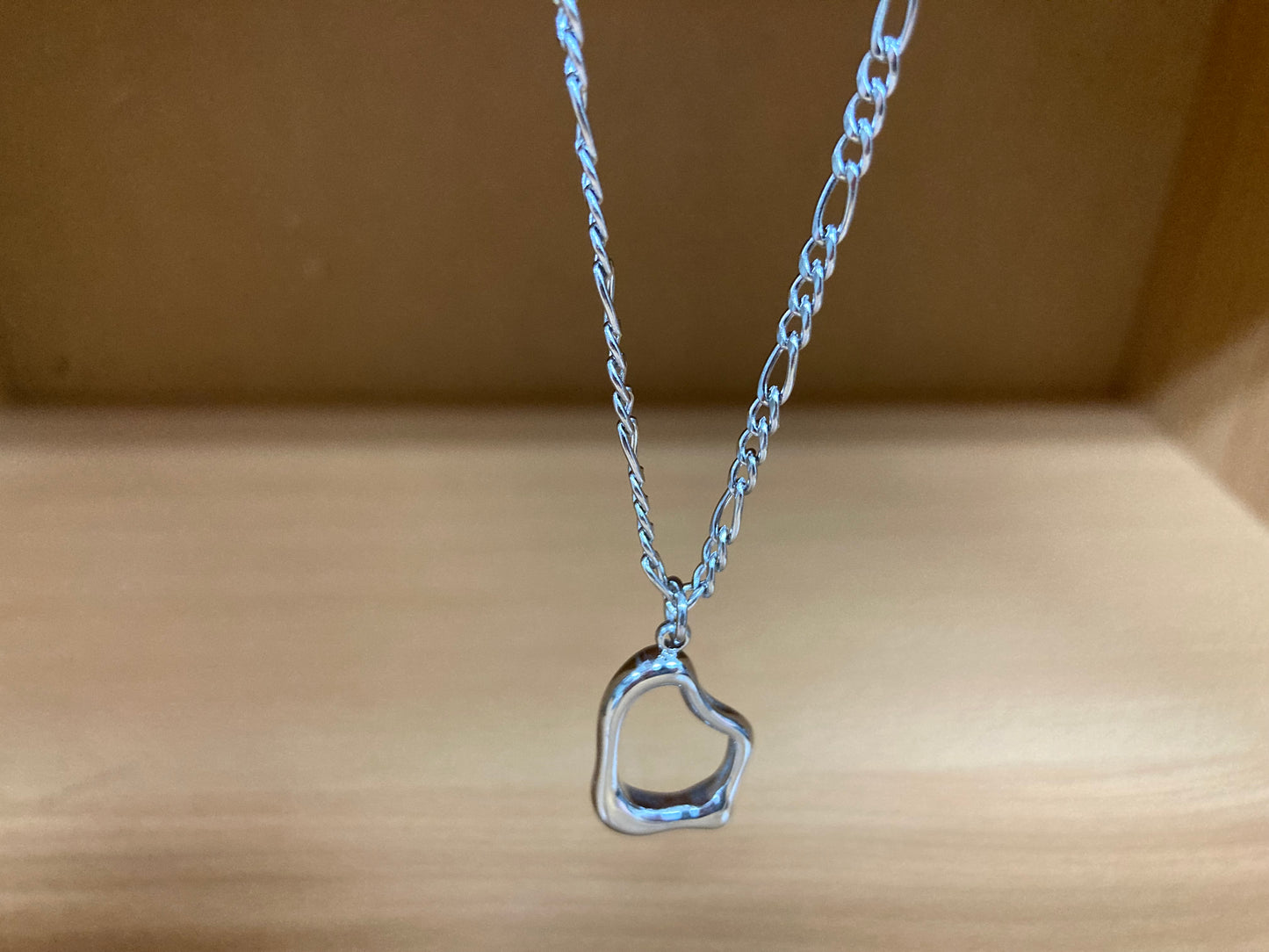 Tiny Treasures Seoul - Surgical Steel Organic Loop Pendant Figaro Chain Necklace