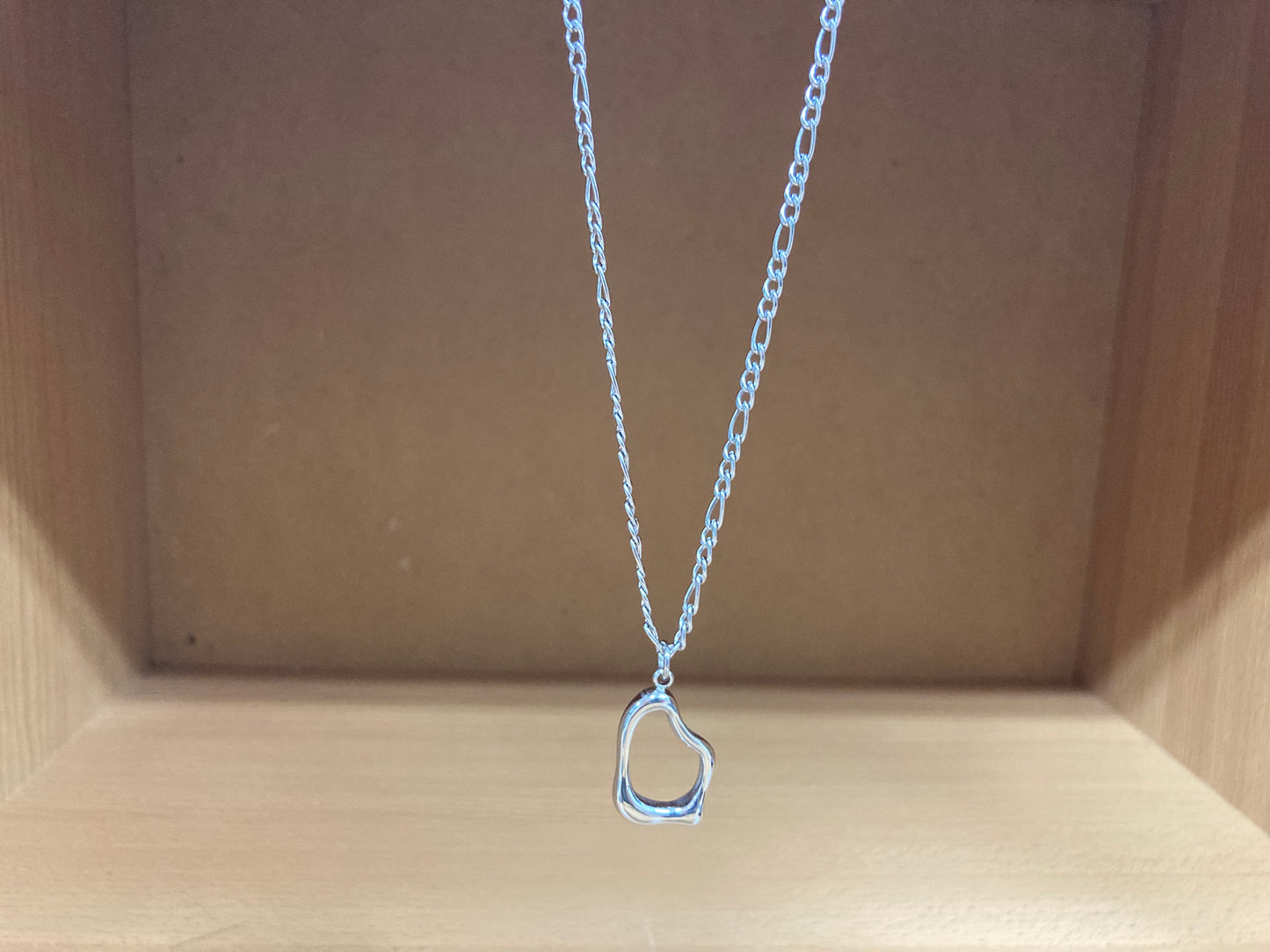 Tiny Treasures Seoul - Surgical Steel Organic Loop Pendant Figaro Chain Necklace