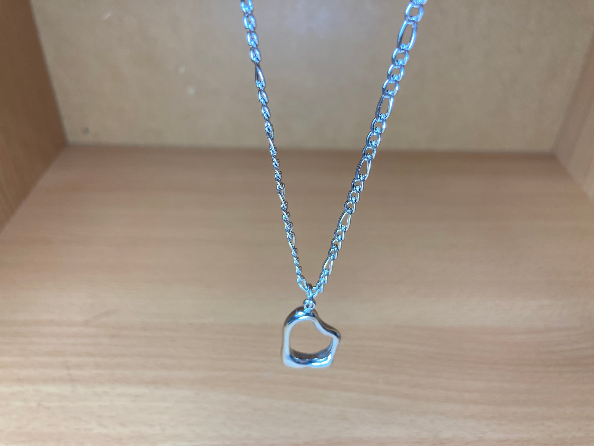 Tiny Treasures Seoul - Surgical Steel Organic Loop Pendant Figaro Chain Necklace