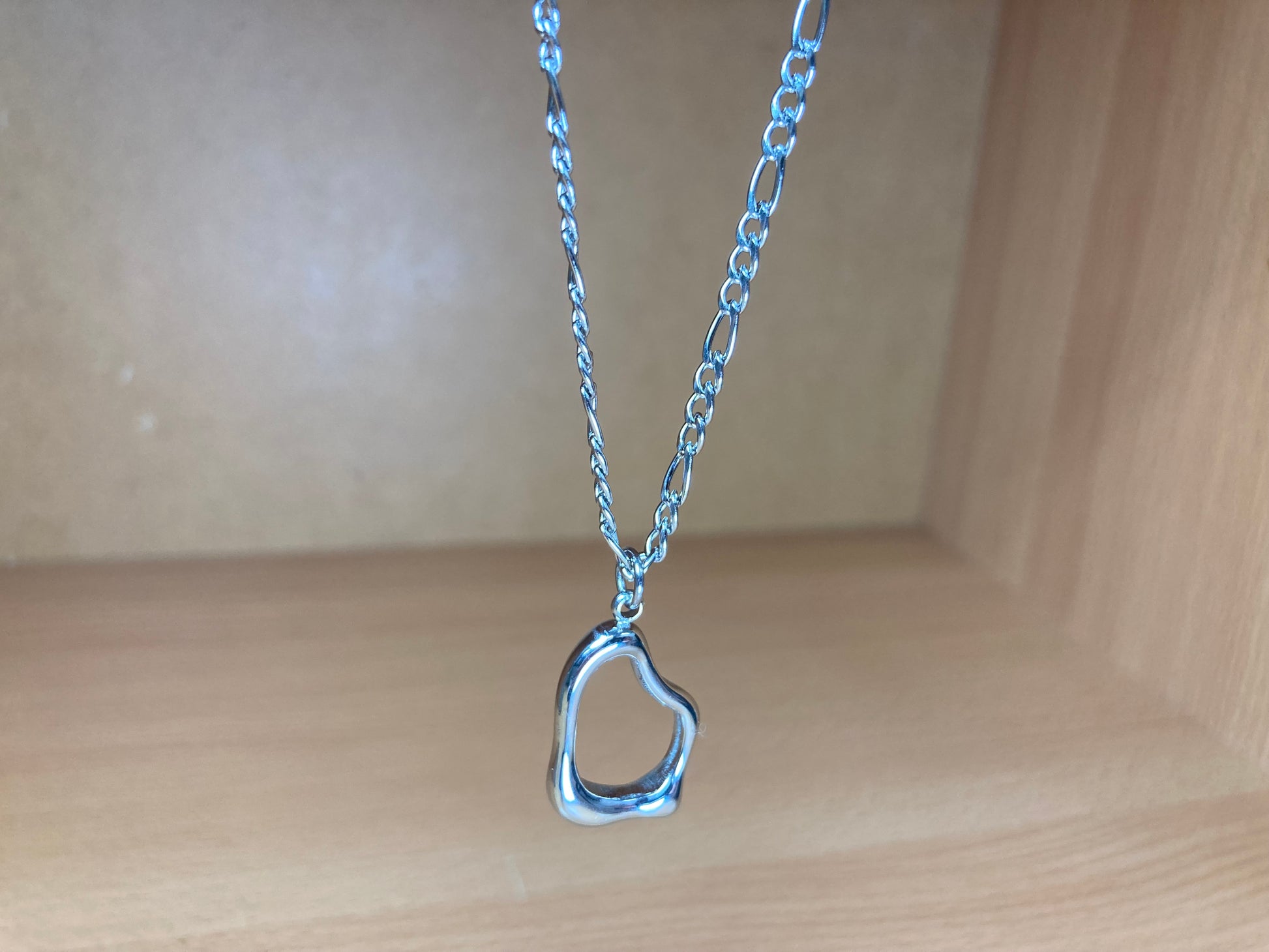 Tiny Treasures Seoul - Surgical Steel Organic Loop Pendant Figaro Chain Necklace