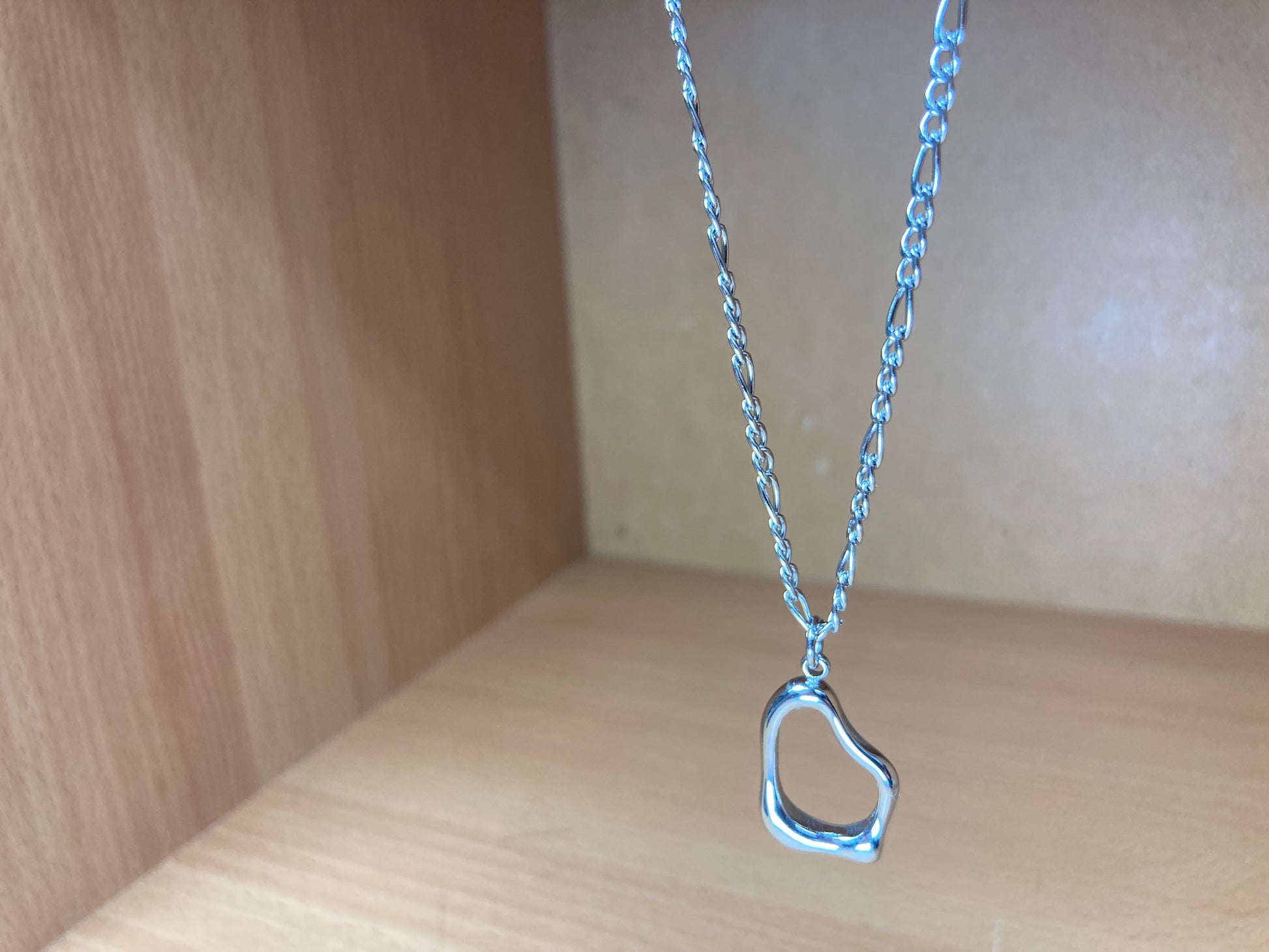 Tiny Treasures Seoul - Surgical Steel Organic Loop Pendant Figaro Chain Necklace