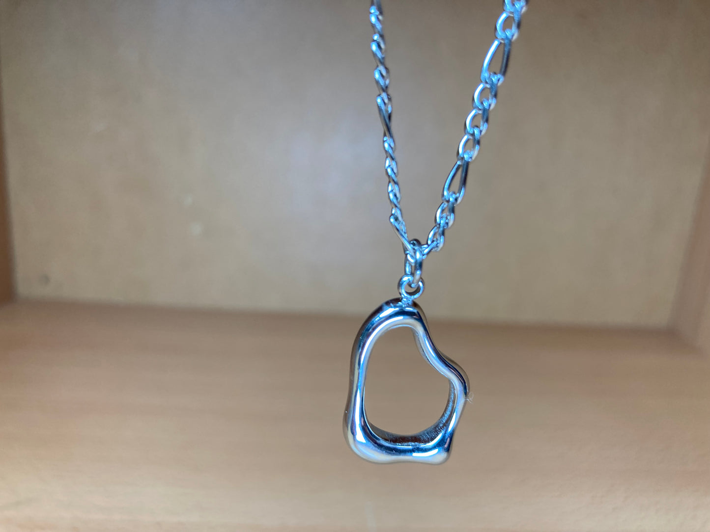 Tiny Treasures Seoul - Surgical Steel Organic Loop Pendant Figaro Chain Necklace