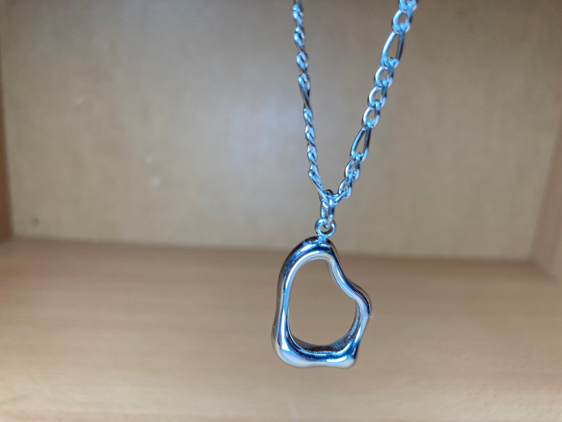 Tiny Treasures Seoul - Surgical Steel Organic Loop Pendant Figaro Chain Necklace