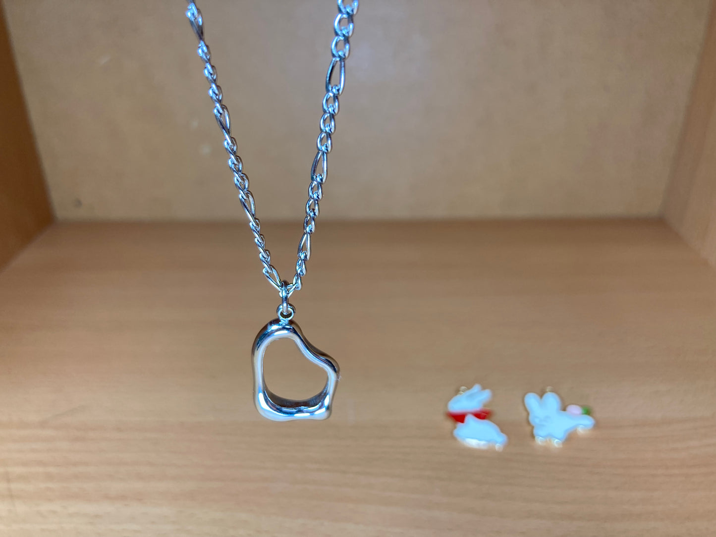 Tiny Treasures Seoul - Surgical Steel Organic Loop Pendant Figaro Chain Necklace