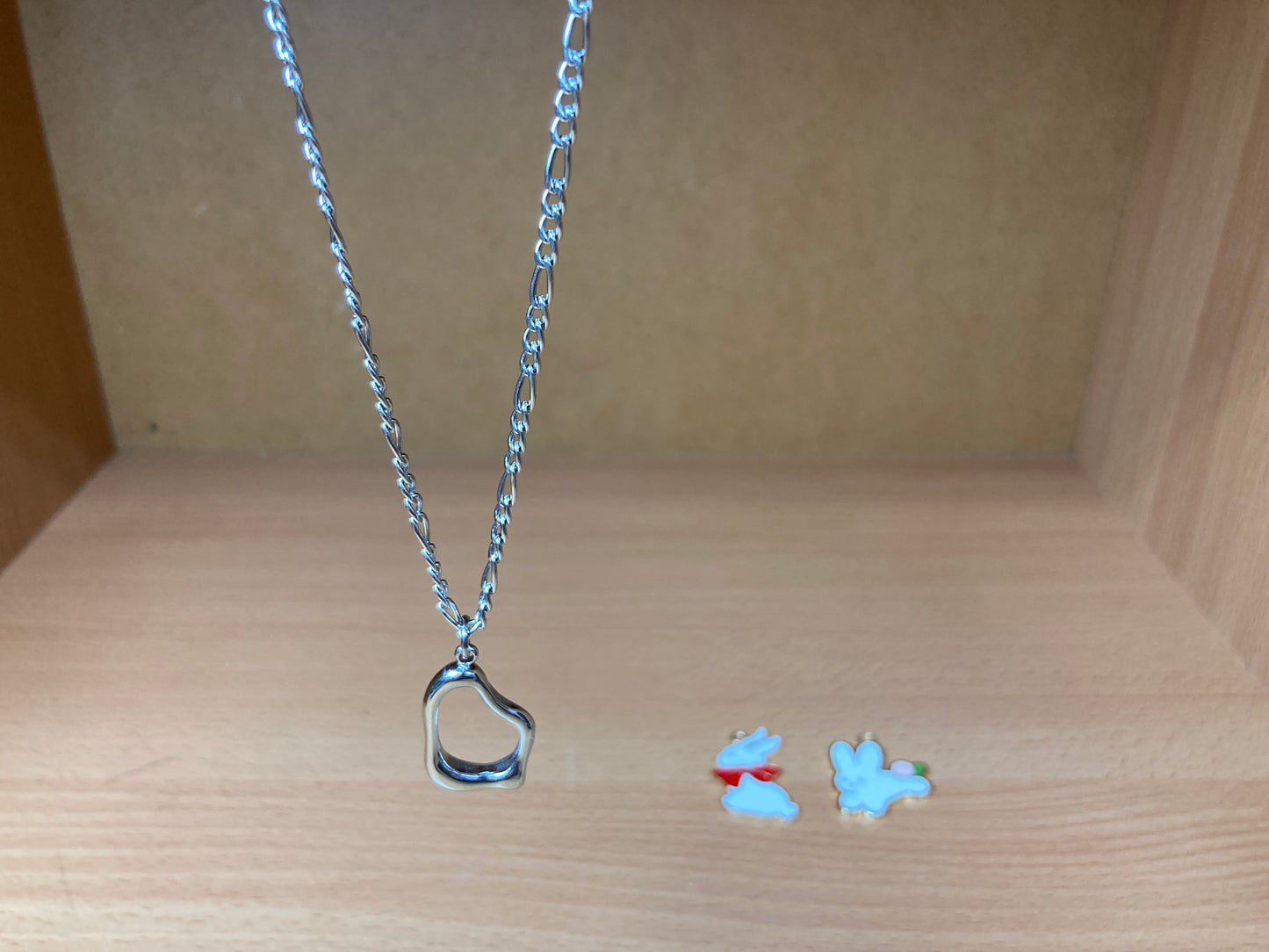 Tiny Treasures Seoul - Surgical Steel Organic Loop Pendant Figaro Chain Necklace