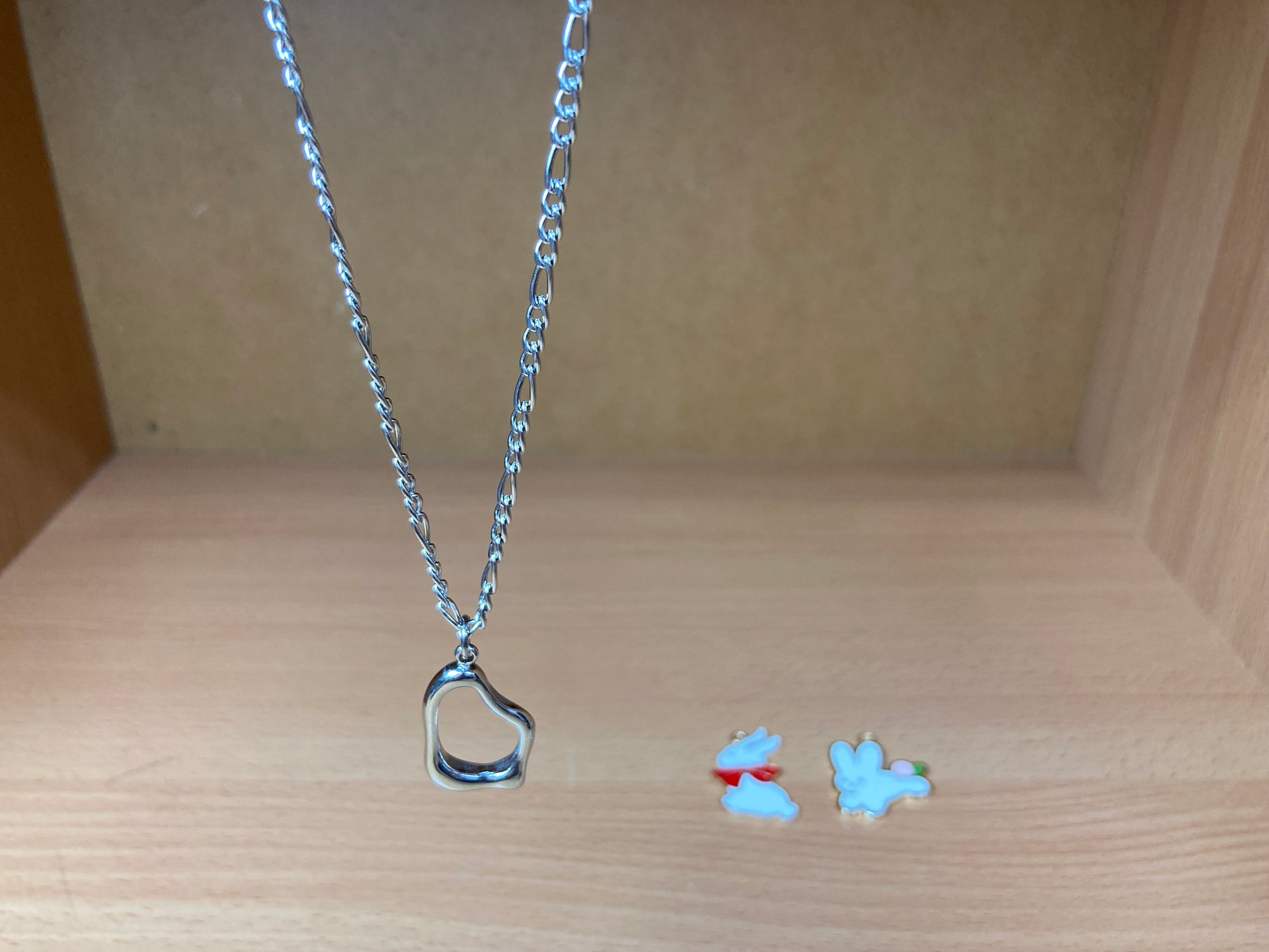 Tiny Treasures Seoul - Surgical Steel Organic Loop Pendant Figaro Chain Necklace