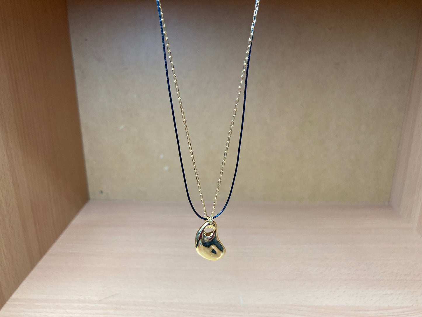 Tiny Treasures Seoul - Organic Gold Drop Layered Necklace Front View 3