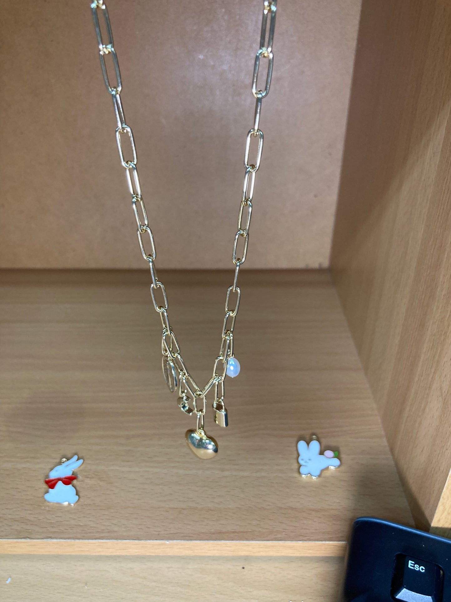 Tiny Treasures Seoul - Paperclip Chain Heart Charm Choker Necklace