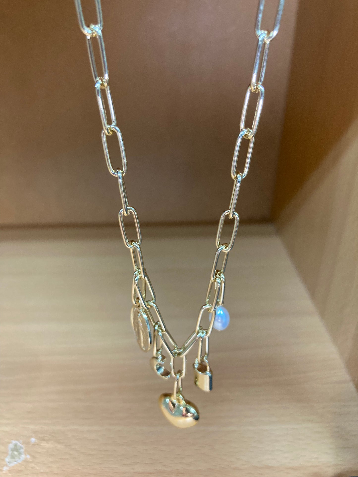 Tiny Treasures Seoul - Paperclip Chain Heart Charm Choker Necklace