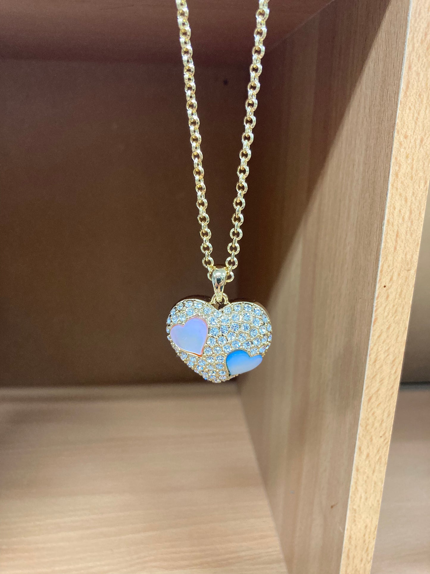 Tiny Treasures Seoul - Pastel Heart Pendant Necklace with Three Heart Charms