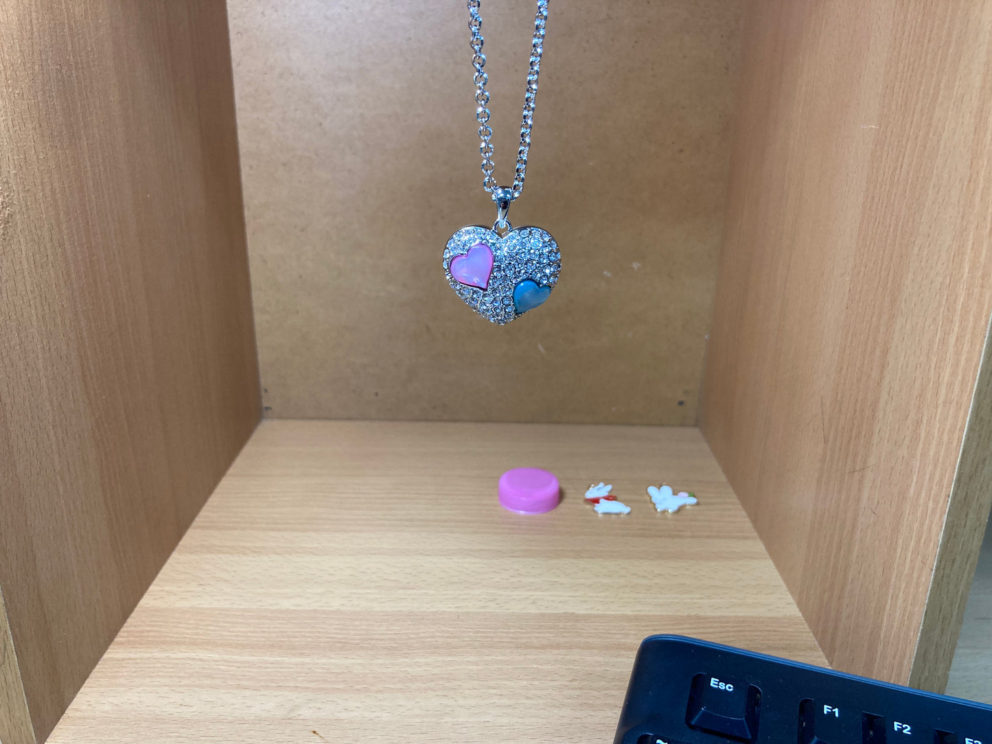 Tiny Treasures Seoul - Pastel Heart Pendant Necklace (Silver) with Three Heart Charms Heart View